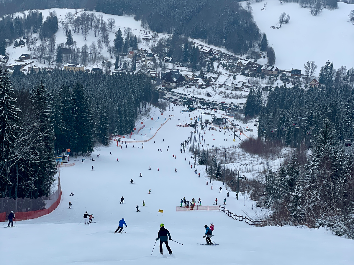 Skier on a snowy slope